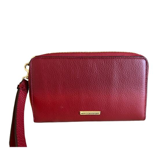 Rebecca Minkoff Red Pebbled Leather Phone Wristlet Wallet - Picture 1 of 9